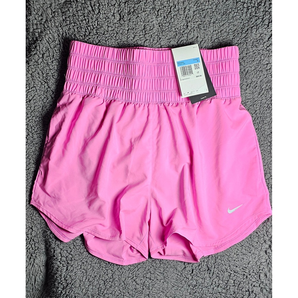 Nike Dri-FIT Training Shorts Pink Smocked Waist DX6012-675 Womens Medium NWT